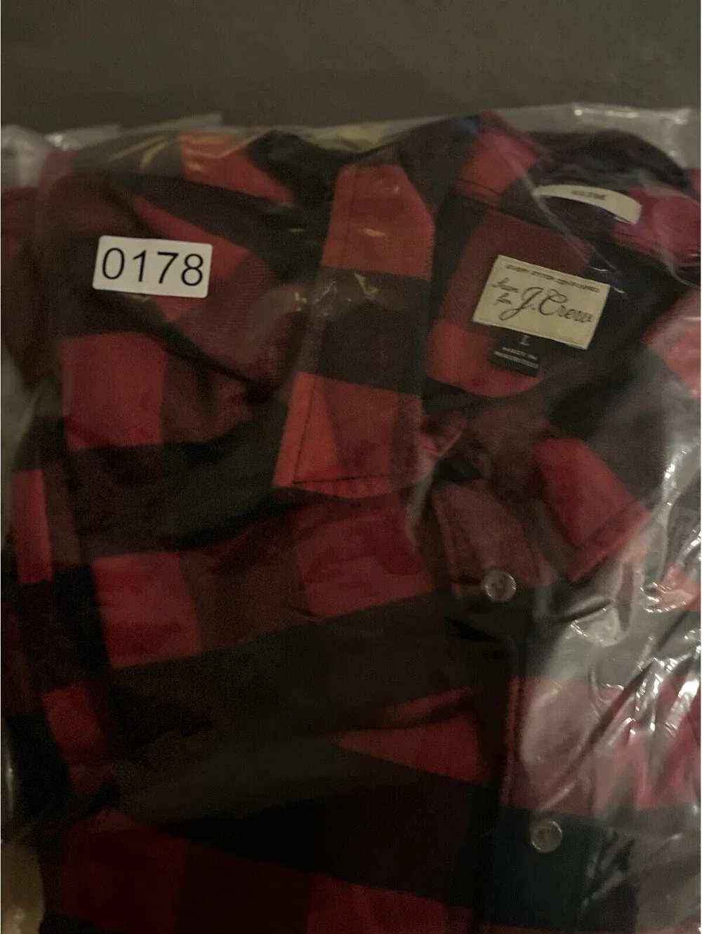 J. CREW Slim Mens Size L  Long Sleeve Flannel Buffalo Plaid Shirt Red/Blue Check